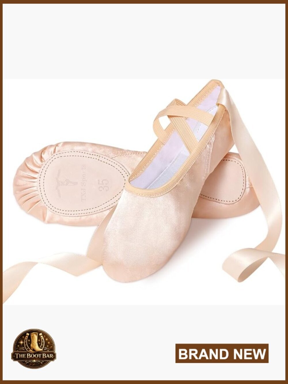 Ballet Shoes Split Sole Satin Dance Flats with Ribbon for Gymnastics Yoga